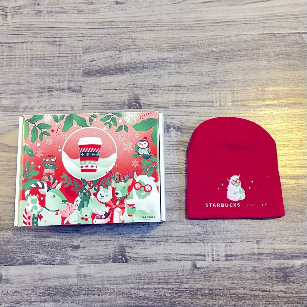 NBW Starbucks For Life Beanie Hat Red Knit Limited Edition w/ Collector’s Box